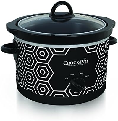 Crock-Pot 4.5 Quart Portable Slow Cooker – Black & White [AEDU]