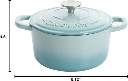 Crock-Pot 3 Quart Enameled Cast Iron Dutch Oven – Aqua [F6N8]