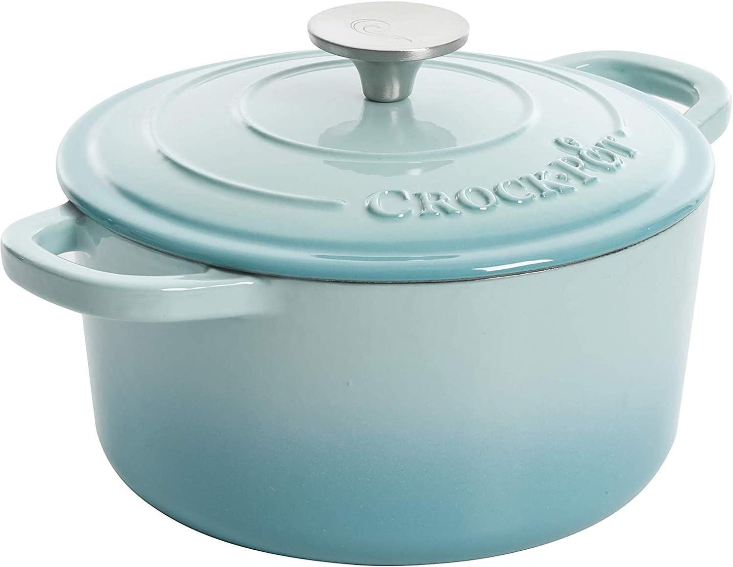 Crock-Pot 3 Quart Enameled Cast Iron Dutch Oven – Aqua [F6N8]